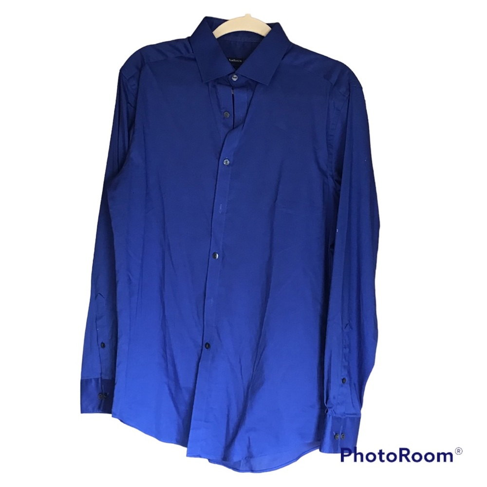 Van Heusen Studio Royal blue men’s button up slim fit dress shirt 15 - 15 1/2